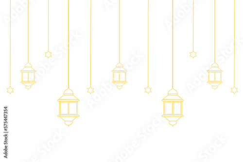 islamic lantern eid mubarak line art stars