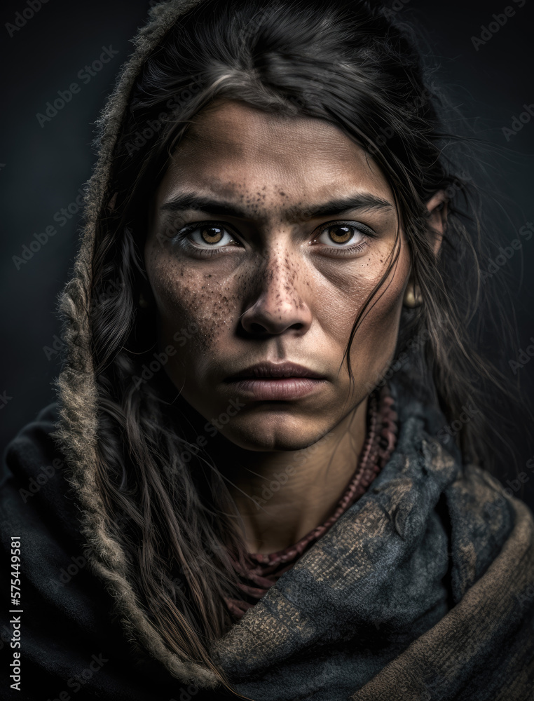 Prehistoric woman Portrait-Generative AI	