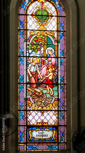 Campos dos Goytacazes  RJ  Brazil  12 23 2021 - Stained glass windows at Cathedral of The Most Holy Savior