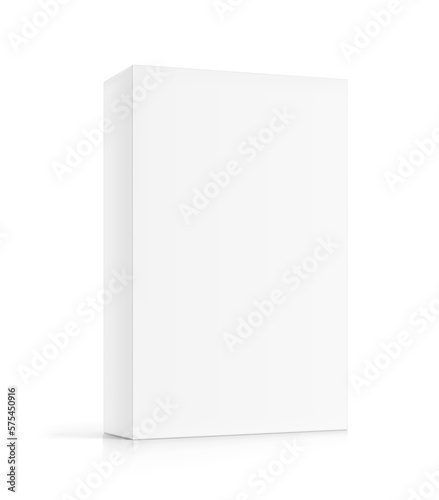 Realistic cardboard packaging box mockup. Vector illustration on white background. Can be use for food, cosmetic and other goods. Ready for your presentation. EPS10.