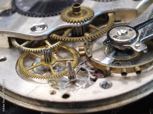 vintage watch mechanism close up detail