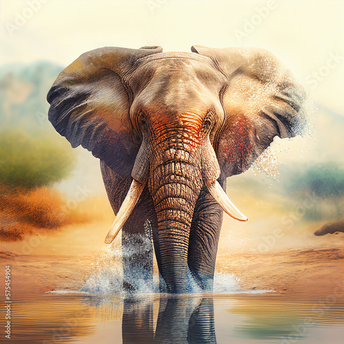 the elephant in the water