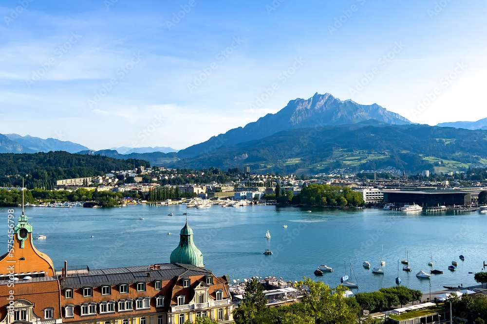 View of Lake Lucerne with Mount Pilatus in the background - Switzerland