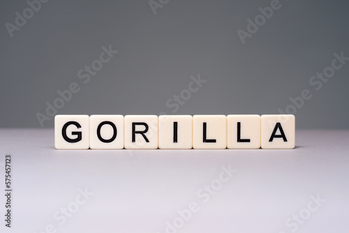 GORILLA written in tiles with isolated background