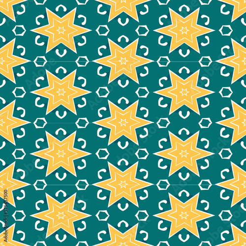 Star pattern seamlesss, geometric pattern, with green and yellow vector illustration for wrapping background or fashion designer home decoration 