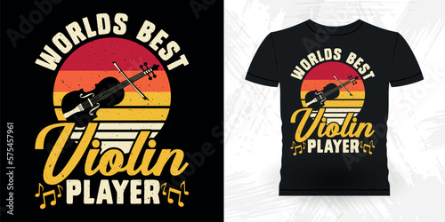 Violin Lover Funny Musician Music Bass Retro Vintage Musician T-shirt Design