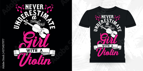 Violin Lover Funny Musician Music Bass Retro Vintage Musician T-shirt Design