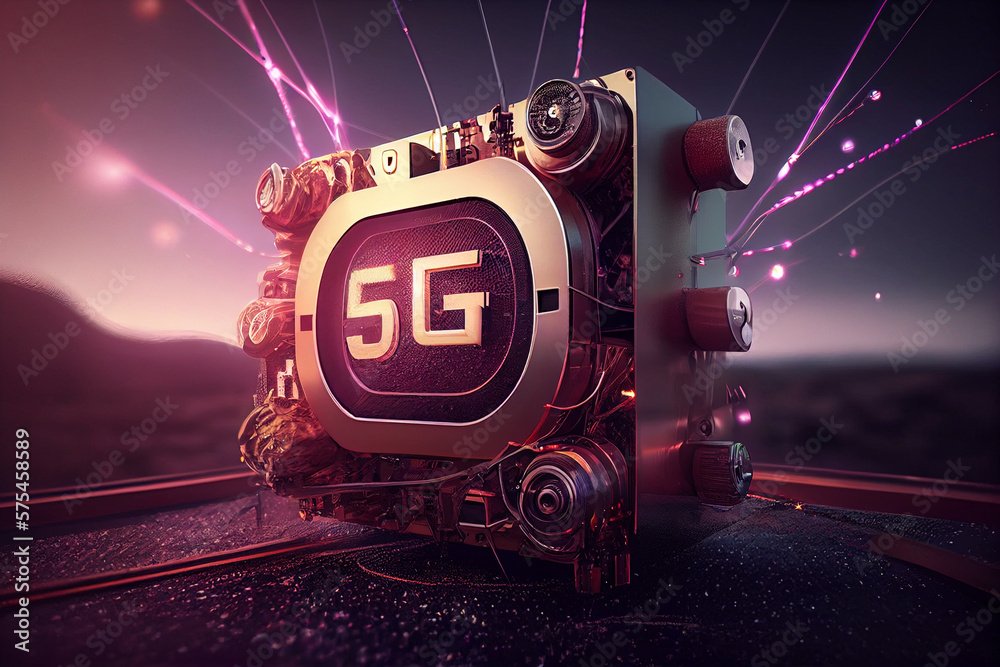 5G network digital hologram and internet of things on city background.5G network wireless systems. High quality photo. 5G network wireless systems and internet of things. High quality ai illustration.