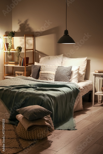 Interior of bedroom with co...