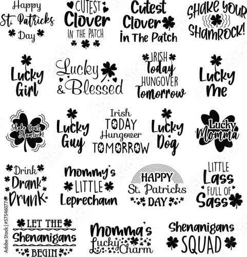 St Patrick Bundle 20 One Color Designs includes 20 great St. Patrick’s Day graphics that can be used for t-shirt, mugs, or any other products as well as promotional products.