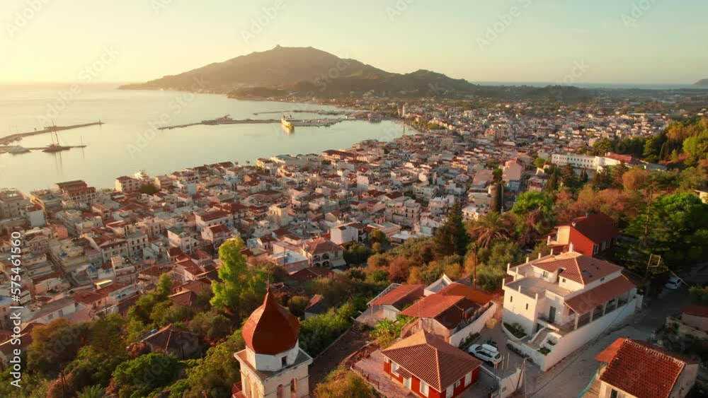 Aerial view of Zakynthos city on Zante island in Greece