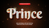 Prince text, editable text effect template, white and gold luxury text style