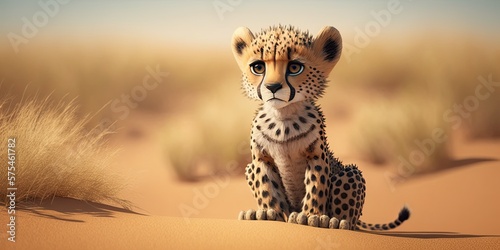 Cute Cartoon Cheetah Banner with Room for Copy (Created with Generative AI)