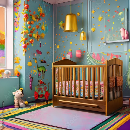 A nursery with bright colors and playful decorations3, Generative AI © Ai.Art.Creations