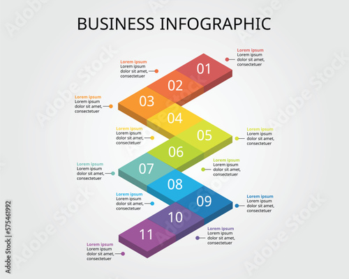 square timeline chart template for infographic for presentation for 11 element