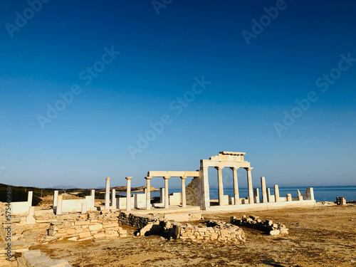 The Ancient Greek temple of Apollo on Despotiko island near Paros, Cyclades as seen on a clear Summer's Day photo