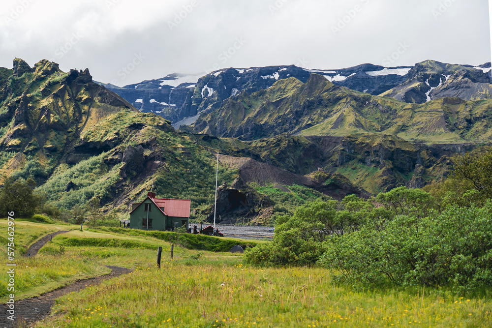 Mountain refuge in Iceland for hikers exploring beautiful Icelandic landscape