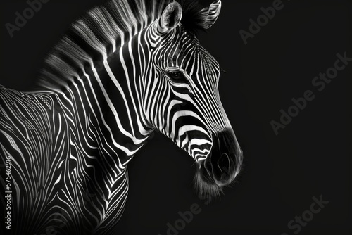 The background is a zebra pattern in black and white. As a zebra patterned wallpaper background. Generative AI