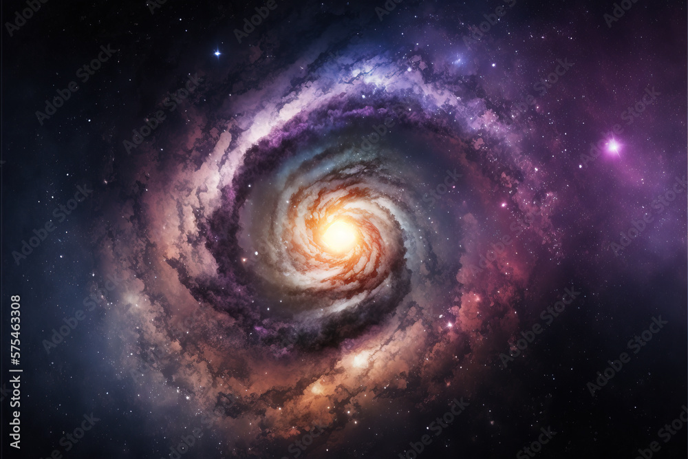 Spiral Galaxy. Space with stars generative AI background