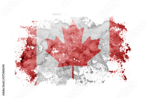 Canada, Canadian flag background painted on white paper with watercolor.