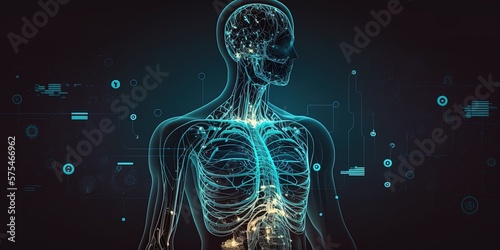 abstract medical background neon glow, generative ai