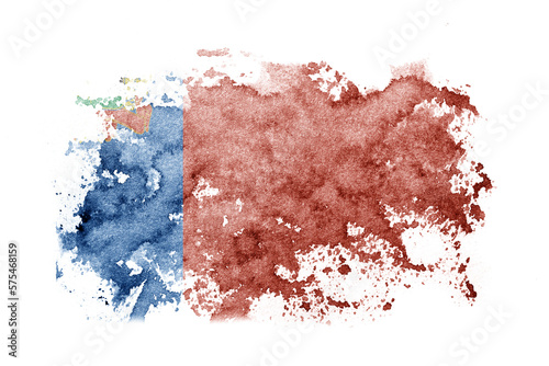 Russia, Russian, Kemerovo oblast flag background painted on white paper with watercolor.