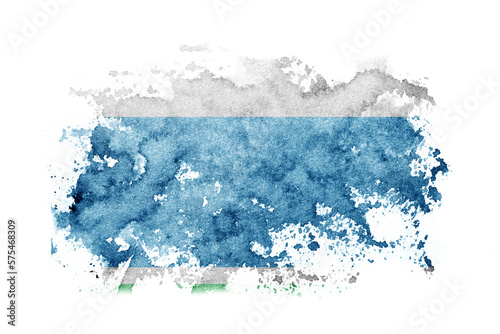 Russia, Russian, Sverdlovsk Oblast flag background painted on white paper with watercolor.