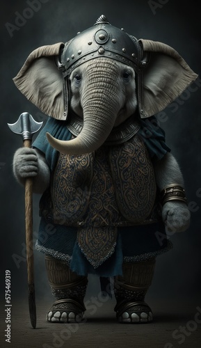 Raiding Valhalla  A Cute  Cool  and Beautiful Viking Animal Elephant Warrior s Battle on a Longship with Beautiful Stylish Designer Armor and Norse Mythology  generative AI 