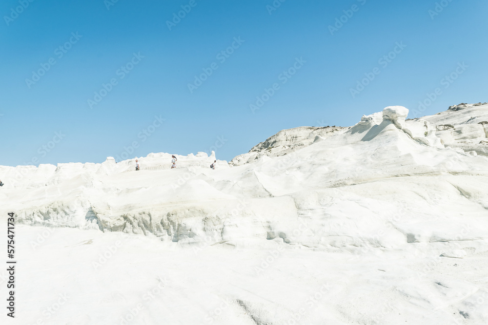 Sarakiniko white rock volcanic beach in Milos, Greece