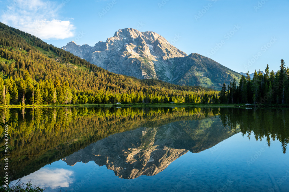Mt Moran Mirrored In String Lake