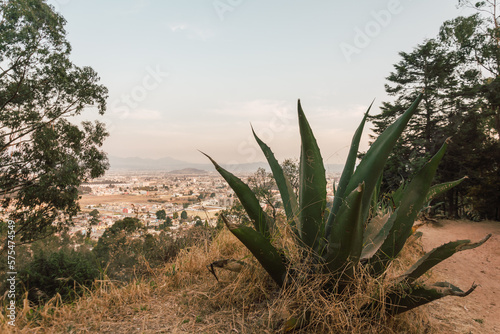 Beautiful sunset in the magical town of Metepec, seen from the hill of Calvario