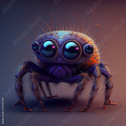 Cute Spider Character Illustration, generative ai