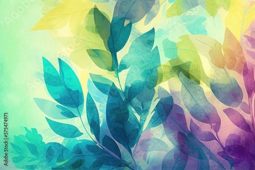 Blue Green Yellow Watercolor Background, Abstract, Artistic Backdrop, Generative AI