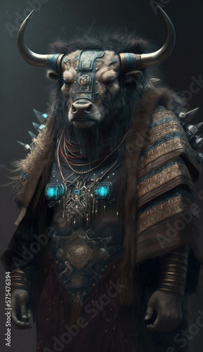 Stylish Futuristic Animal Yak Combat Armor: A Cute and Cool Designer Exosuit with Energy Shield and Nanotech Enhancements for High-Tech Battle in Wildlife and Sci-Fi Settings (generative AI)