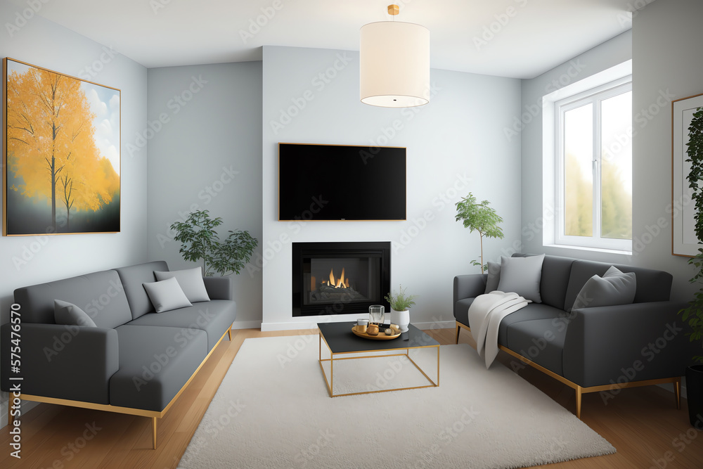 Fototapeta premium Relax and Unwind in This Comfortable Living Room with Modern Furniture