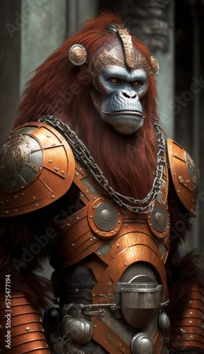Stylish Futuristic Animal Orangutan Combat Armor: A Cute and Cool Designer Exosuit with Energy Shield and Nanotech Enhancements for High-Tech Battle in Wildlife and Sci-Fi Settings (generative AI)