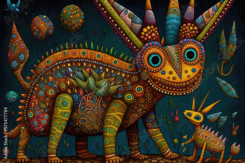 Colofull alebrijes, mexican imaginary animals illustration
