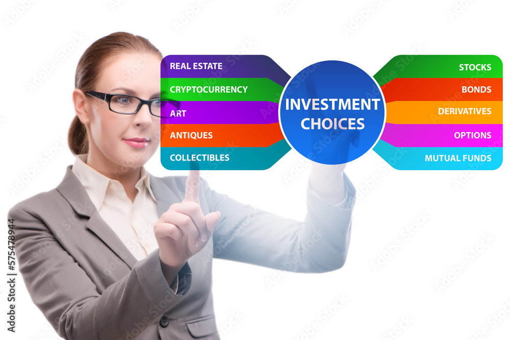 Concept of various financial investment options Concept of various financial investment options