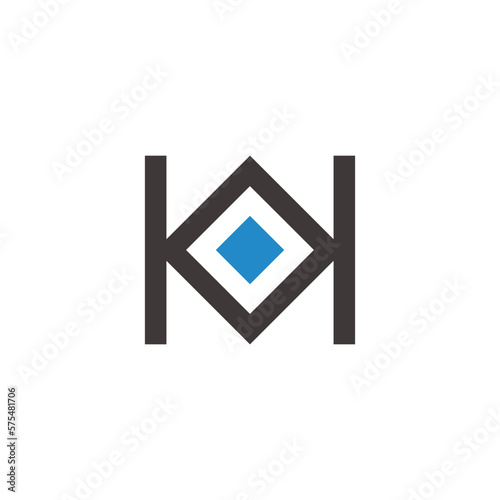 letter k h blue diamond symbol logo vector