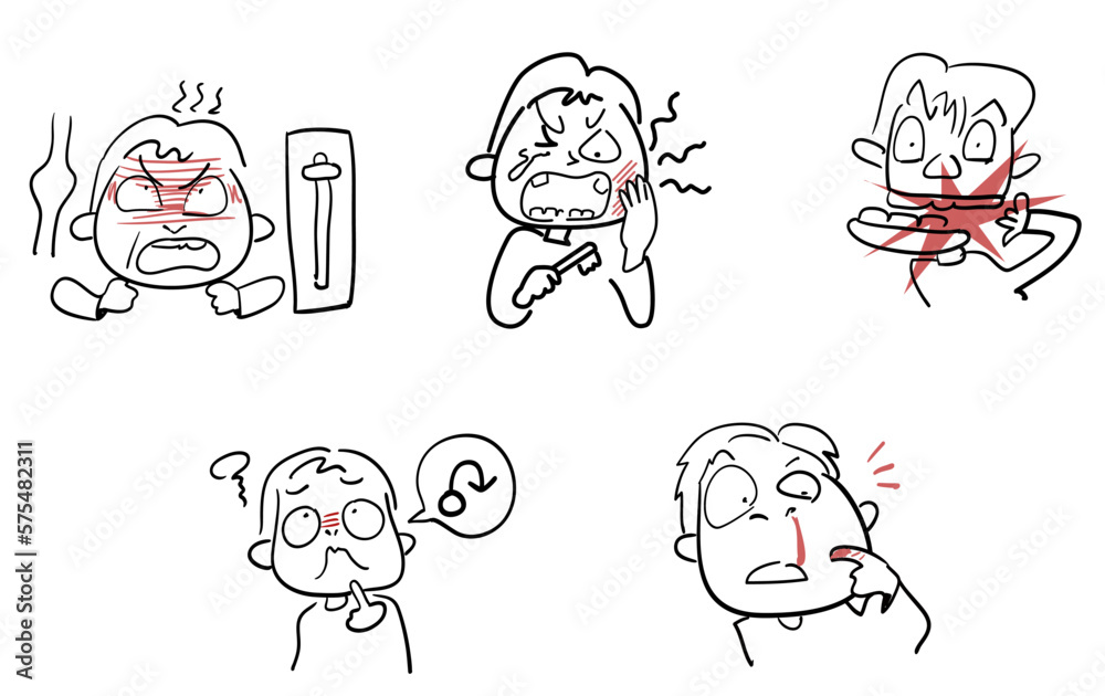 体の不調アイコンセット-虫歯-顎ずれ-鼻血