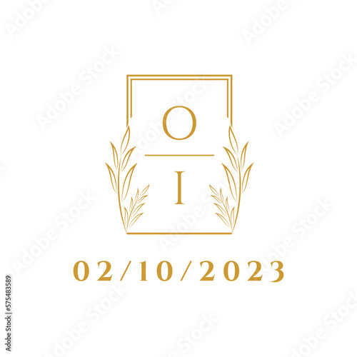 OI initial monogram luxury wedding with creative square line
