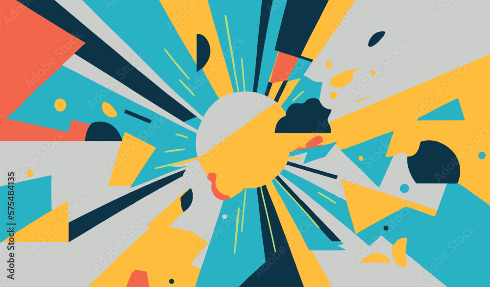 Fototapeta premium wallpaper with pop art style shapes, bright colors