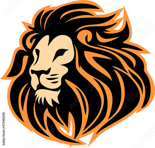 Lion Head- Lion With Fire Juba  Vector Log Design