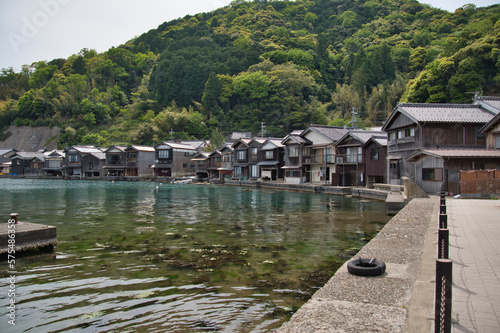 Ine no funaya. The well-known boathouses in the inlet of Ine town.  Kyoto, Japan

