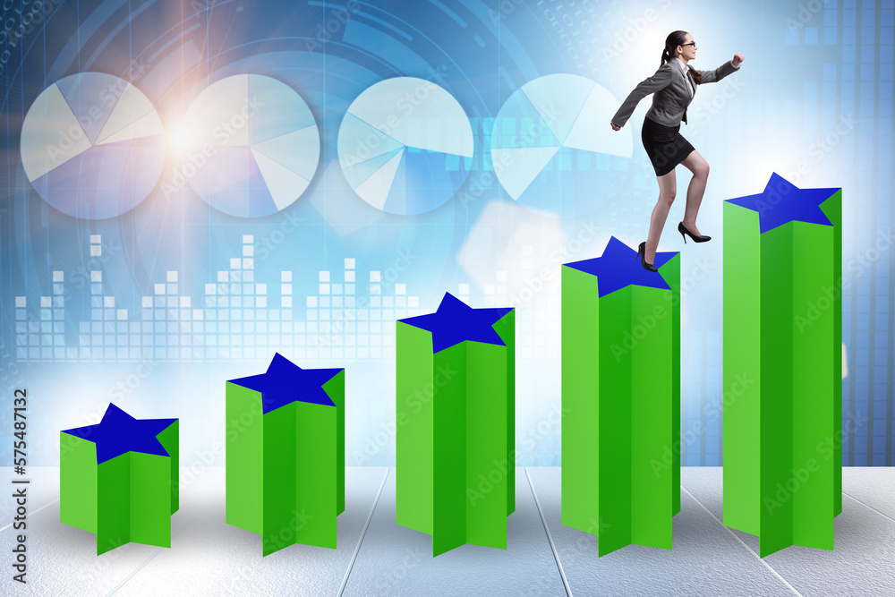 Concept of growing satisfaction levels with stars Concept of growing satisfaction levels with stars