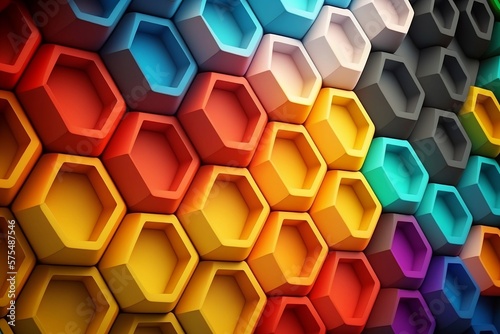 Regenbogen, Regenbogen Farben, 3d Wallpaper. Modern Desktop Background Hexagon. 
