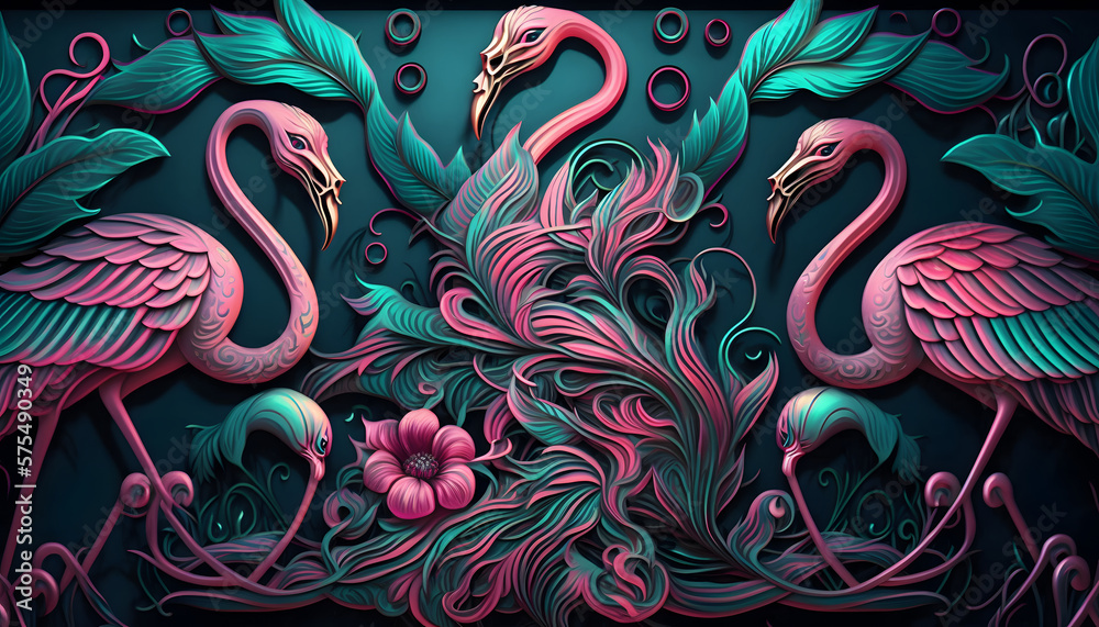 Obraz premium background with flamingos
