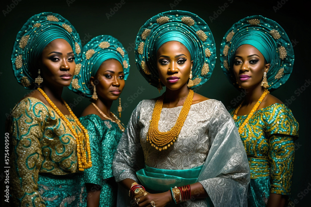 Generative AI. women in traditional Nigerian costume