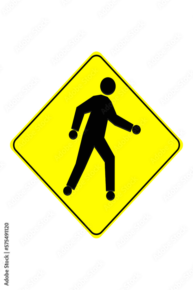 Bewear pedestrian crossing sign ahead isolated on white background. Bewear pedestrian crossing sign ahead isolated on white background.