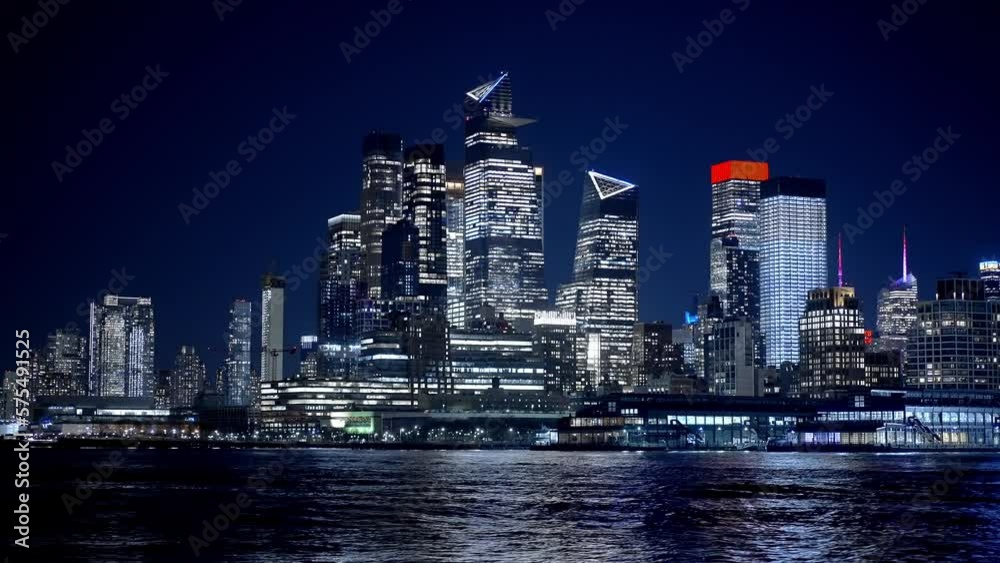 Modern Hudson Yards district in Midtown Manhattan at night - travel photography Modern Hudson Yards district in Midtown Manhattan at night - travel photography